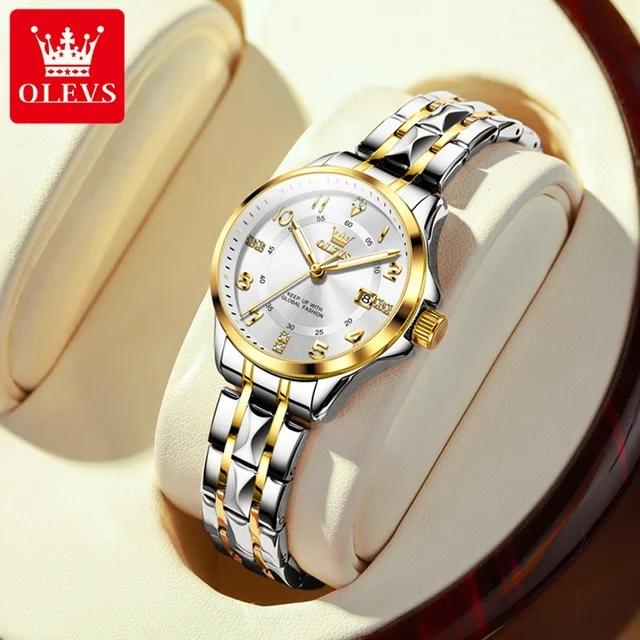 OLEVS 2910 Hot Sales High Quality Fashion Business Calendar Stainless Steel Band Waterproof Woman Man Quartz Watch Relojes