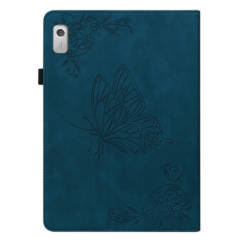 Lenovo Tab M9 Case, Wallet Pen Slot, Butterflies, Blue