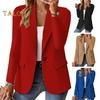 Женский пиджак, облегающий, с длинными рукавами, пригородный костюм, пальто, однотонный пиджак на одной пуговице для офиса, повседневной носки, вечеринки