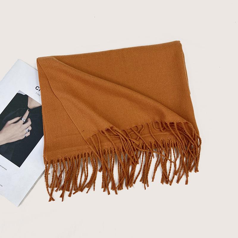 Autumn and Winter New Solid Color Scarf Imitation Cashmere Scarf Women's Warm Shawl Scarf