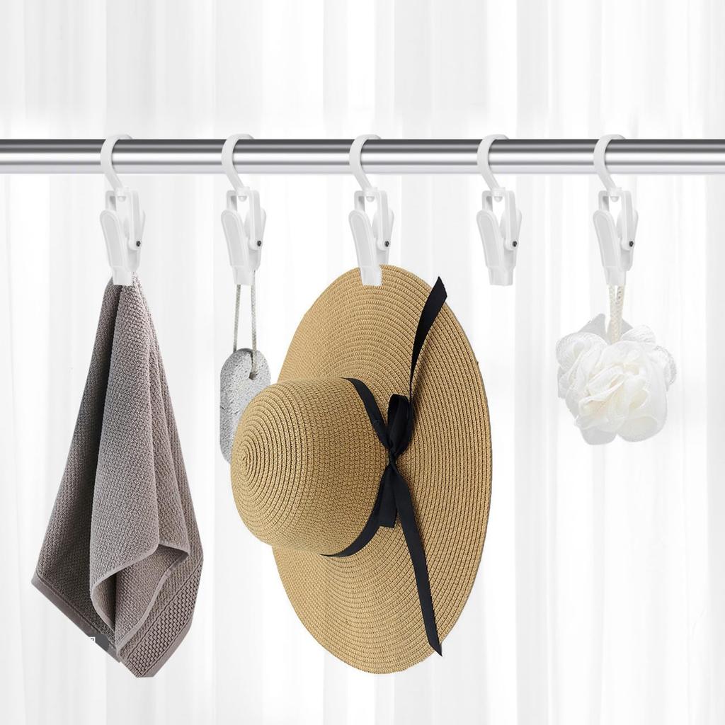 OUNONA Прищепки с 10 зажимами для одежды и дорожными крючками, ПВХ, Подвесные, Небьющиеся, Нескользящие, Штук, Большие, Кухня, Ванная комната, Сушка, Зажим,