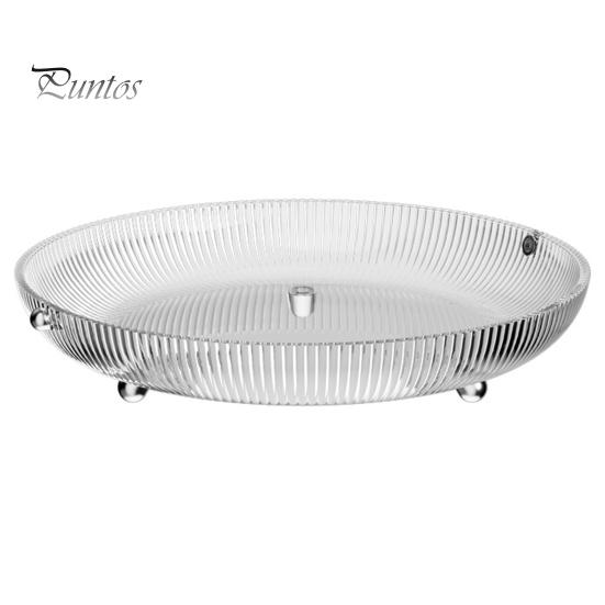 Light Luxury Transparent Fruit Plate Large Opening Design Strip Texture Stable Placement Electroplated Feet Fruit Tray