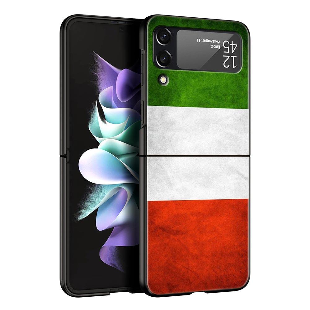 Чехол для телефона Samsung Galaxy Z Flip 3 4 5 6 7 Складной Черный Корпус Для Samsung Z Flip4 Flip5 ПК Жесткая Крышка Итальянский флаг