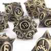 7 Pcs Yellow Meteor Hammer Metal Dice Solid Metal Polyhedral Dice Set Suitable for Role-Playing RPG  Board Game Card Game