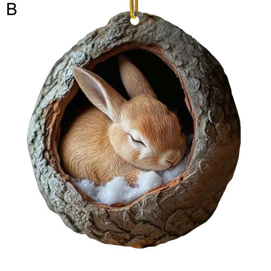 Christmas Tree Pendant Hanging Acrylic Ornament with Lanyard Easy To Install Adorable Animal Shape Holiday Festive Decoration