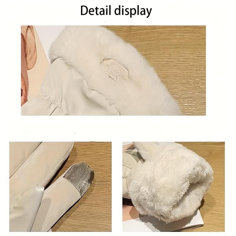 1 пара Женских Зимних Утепленных Плюшевых Теплых Ветрозащитных Мотоциклетных Перчаток с Сенсорным Экраном для Верховой Езды, Горных Лыж, Утепленные