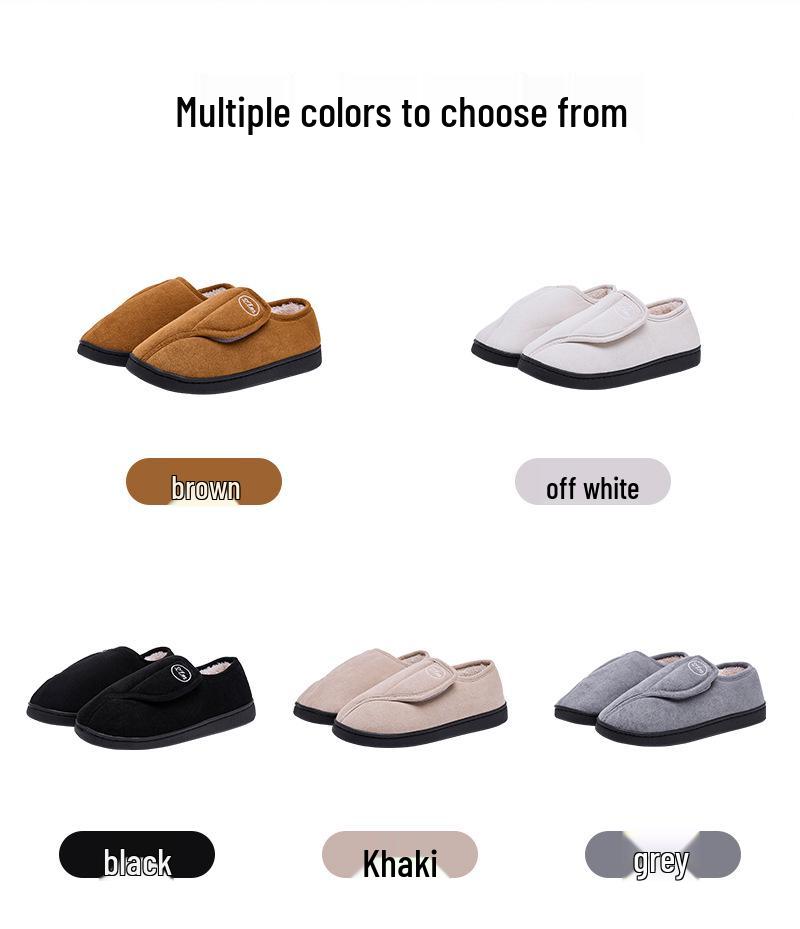 Унисекс Комнатные Зимние Пушистые Нескользящие Вельветовые Тапочки на Липучке