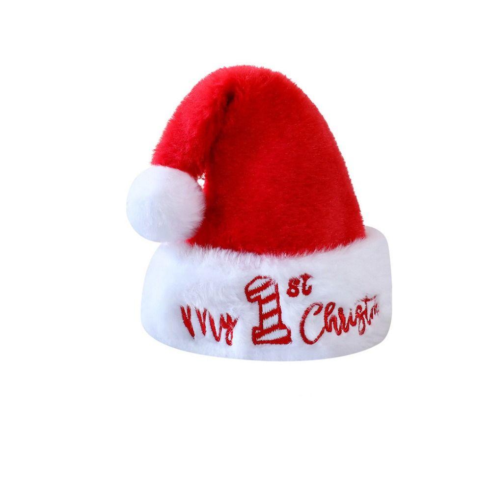 Wool Ball Christmas Hat Plush Xmas Cap Christmas Holiday Gift Hat sock Set  Infant Baby
