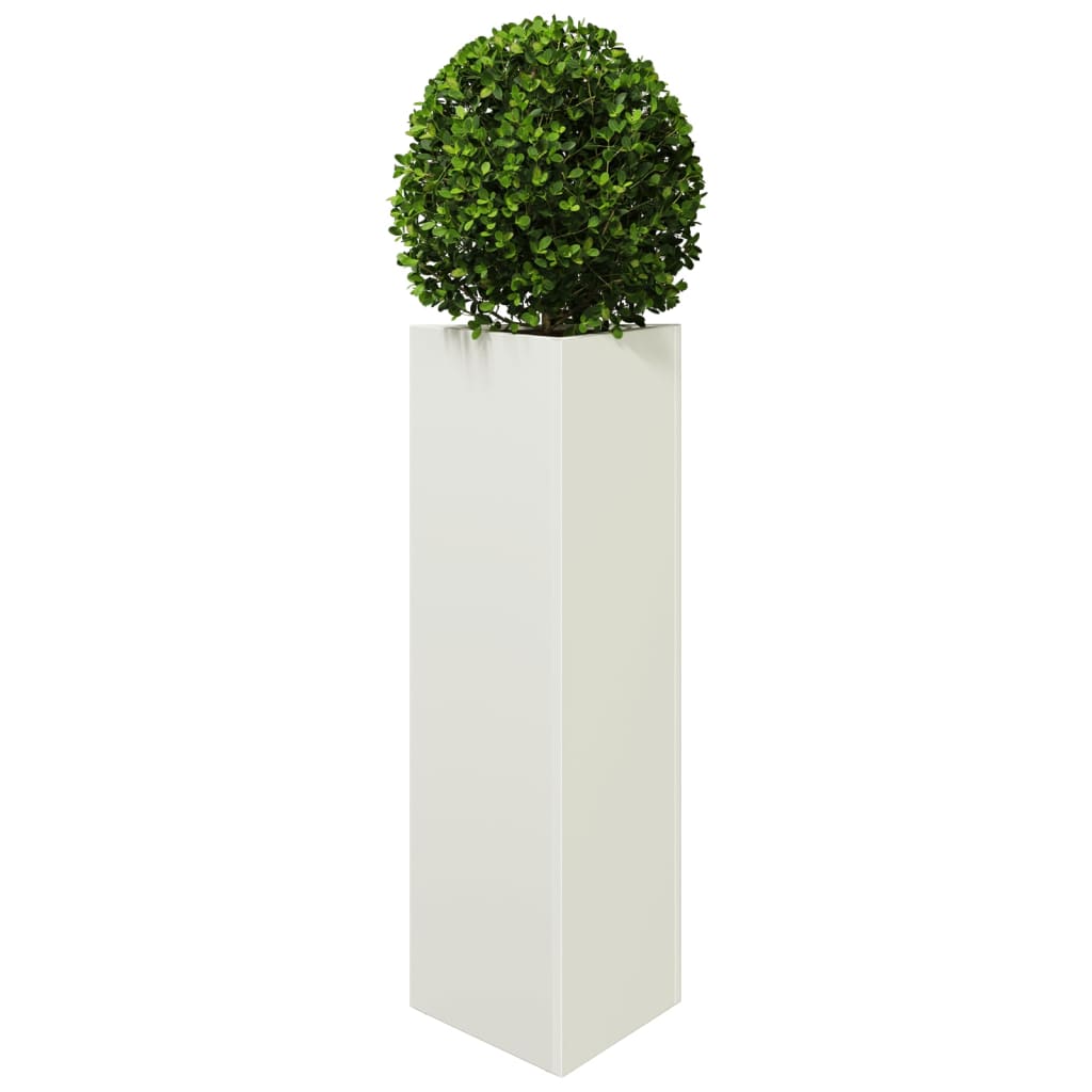 Plant Pot Set 2 pcs White Triangular 30 x 26 x 75 cm Steel
