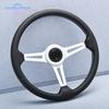 370mm 15Inch Car JDM Sport Leather Steering Wheel Flat Type Sim Steering Wheel for Refit Gaming