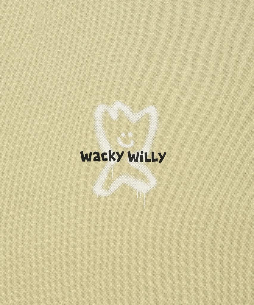WACKY WILLY Kiki Line Typography Short Sleeve T-Shirt Yellow