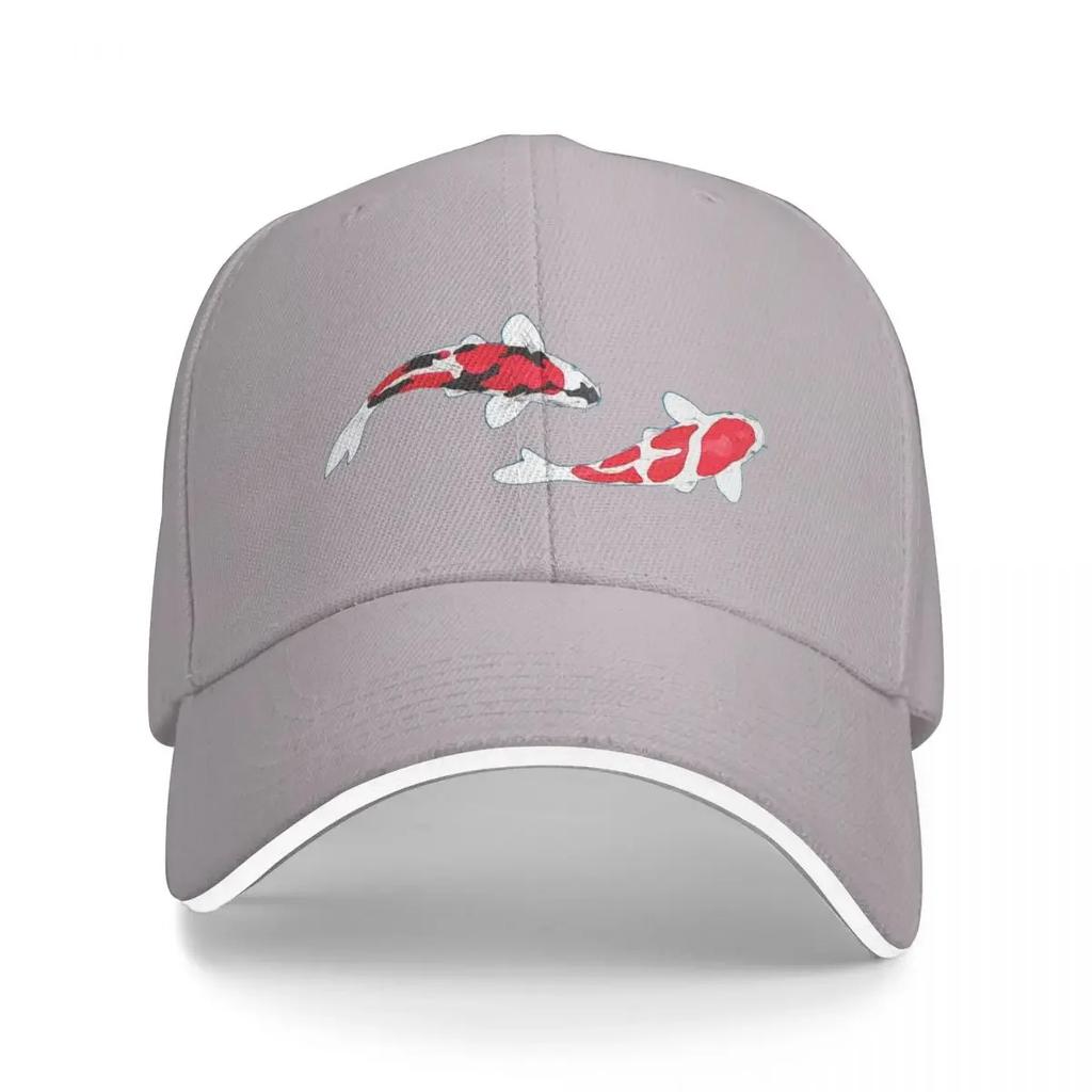 Koi Fish Kuhaku Showa Sanke Koi Fish Design Black Background Baseball Cap Military Tactical Cap cute Men's Luxury Women's