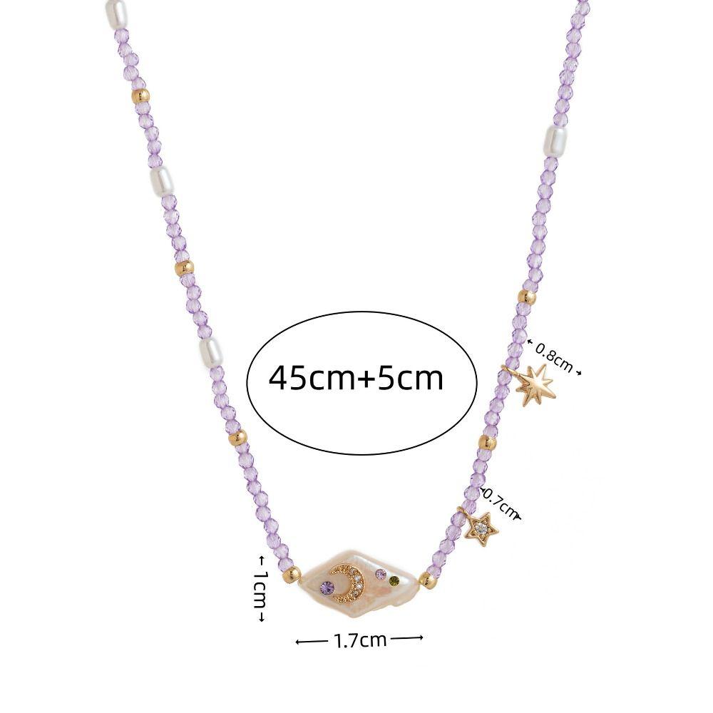 Zircon Necklace Baroque Purple Neck Chain Fashion Beaded Choker  for Women