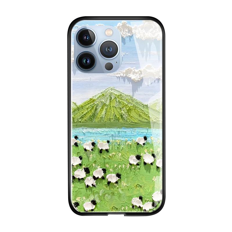 Чехол для телефона из закаленного стекла для iPhone 11 12 13 14 15 16 17 Redmi 10 12 14C Note10 Note14 Xiaomi 11Lite PocoC75 Мягкий край Ударопрочный Гладкий чехол