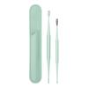 Silicone Earwax Remover Set Stainless Steel Ear Picks Double-Head Spiral Brush Head Portable Ear Cleaner with Long Handle Faux Leather Case