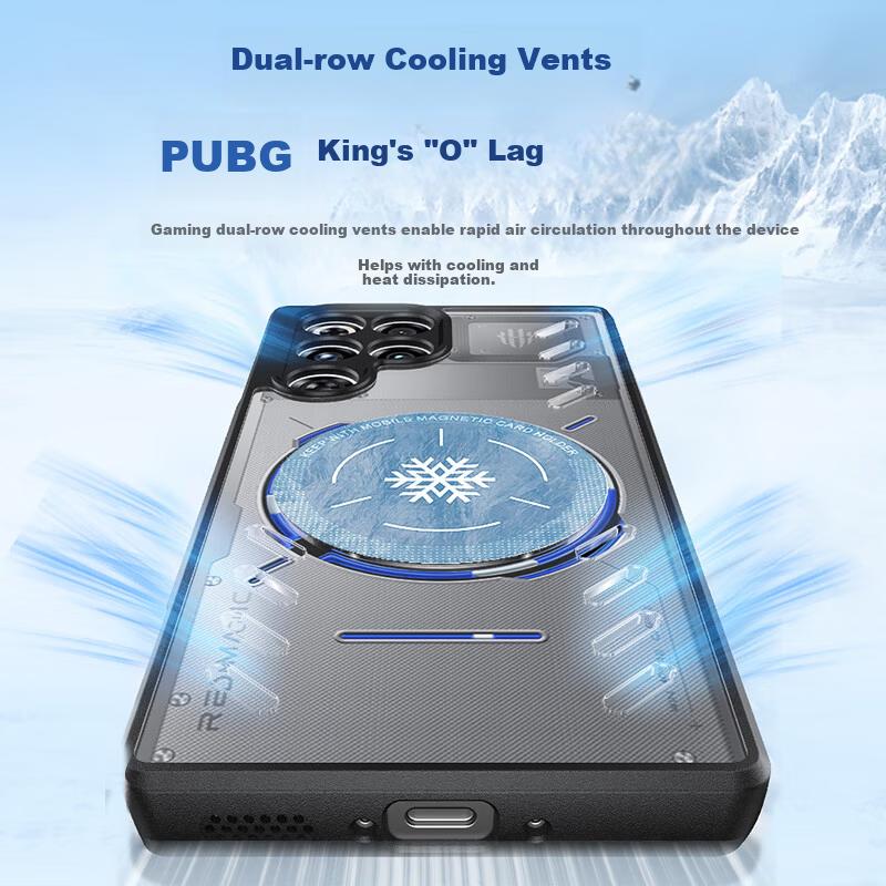 Transparent Gaming Cooling Case for Nubia Red Magic 11 Pro+ Phone, Full Coverage Shockproof Magnetic Adsorption Protective Case, Black Edge, Unisex