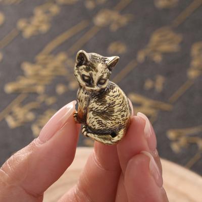 Статуэтка кошки Yousheng Brass, маленькая статуэтка кошки, держатель для благовоний, настольный ретро-мини-кошачий орнамент для домашнего офиса, чайного столика, автомобиля