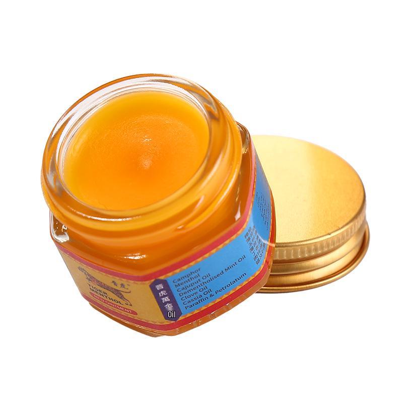 Jin Hu Tiger Wan Heating Balm 19g - Invigorating Mint Scent for Motion Sickness Relief and Deep Penetrating Comfort.