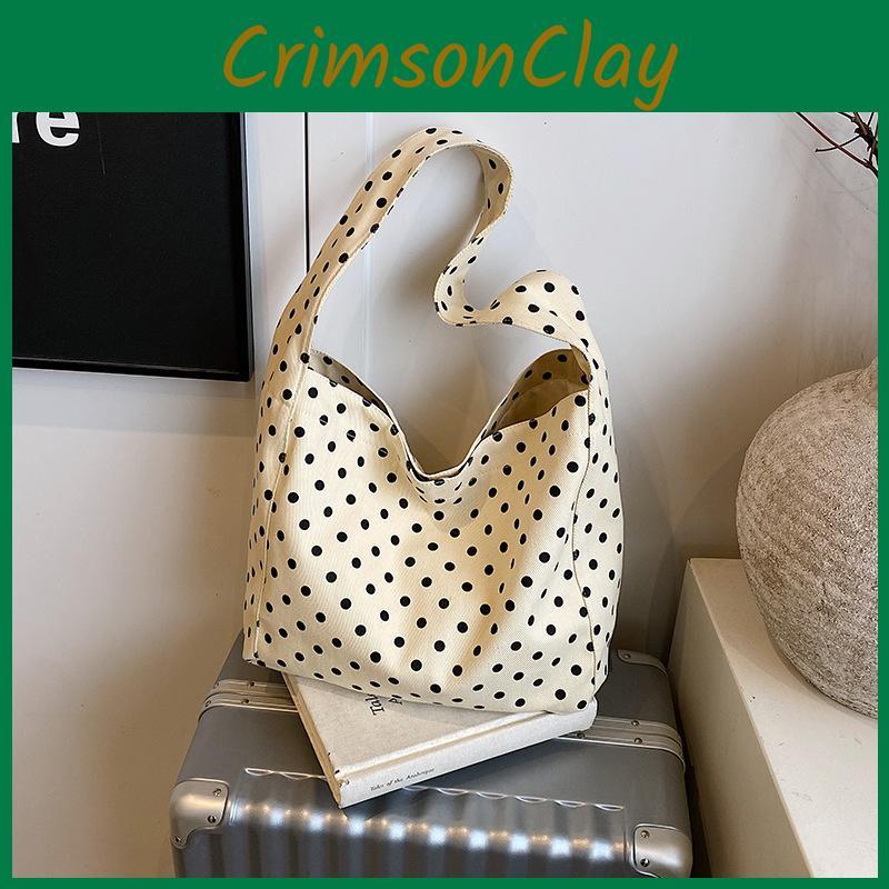 Fashion Polka Dot Leopard Print Pattern Women Large Capacity Canvas Tote Bag