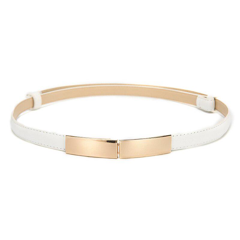 Простой модный женский ремень из искусственной кожи, тонкий, металлический, золотой, с эластичной пряжкой, пояс, аксессуары для женского платья