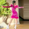 Professional Kids Latin Dance Dress Velvet Stage Costume Ballroom Dance Costume  Show Costumes