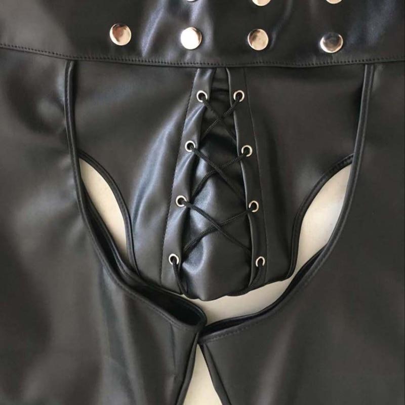 Мужские эротические открытые леггинсы из лакированной кожи, шорты, кожаное фетиш-белье, нижнее белье, брюки для бондажа, БДСМ-стринги, раб