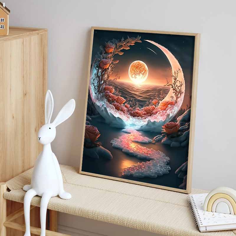 Новое поступление 5D DIY Полная круглая алмазная живопись "Морской лунный цветок" Вышивка крестом Домашний декор Подарок