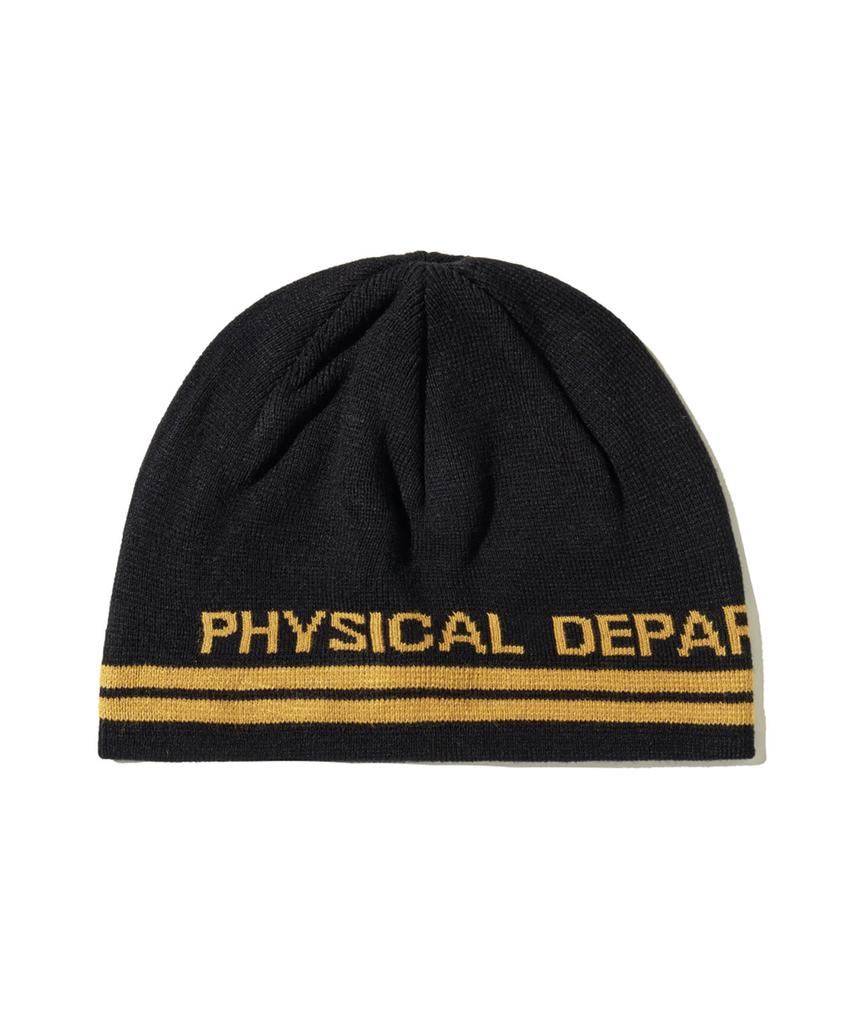 PHYSICAL DEPARTMENT Логотип Жаккардовая вязаная шапка-бини Черный