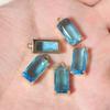 Rectangle Light Purple Synthetic Crystal Copper Charms, Golden Plated DIY Pendants for Earring Necklace Craft Making