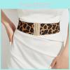 Retro Leopard Print Metal Buckle Wide Elastic Waist Belt Women Street Style Look