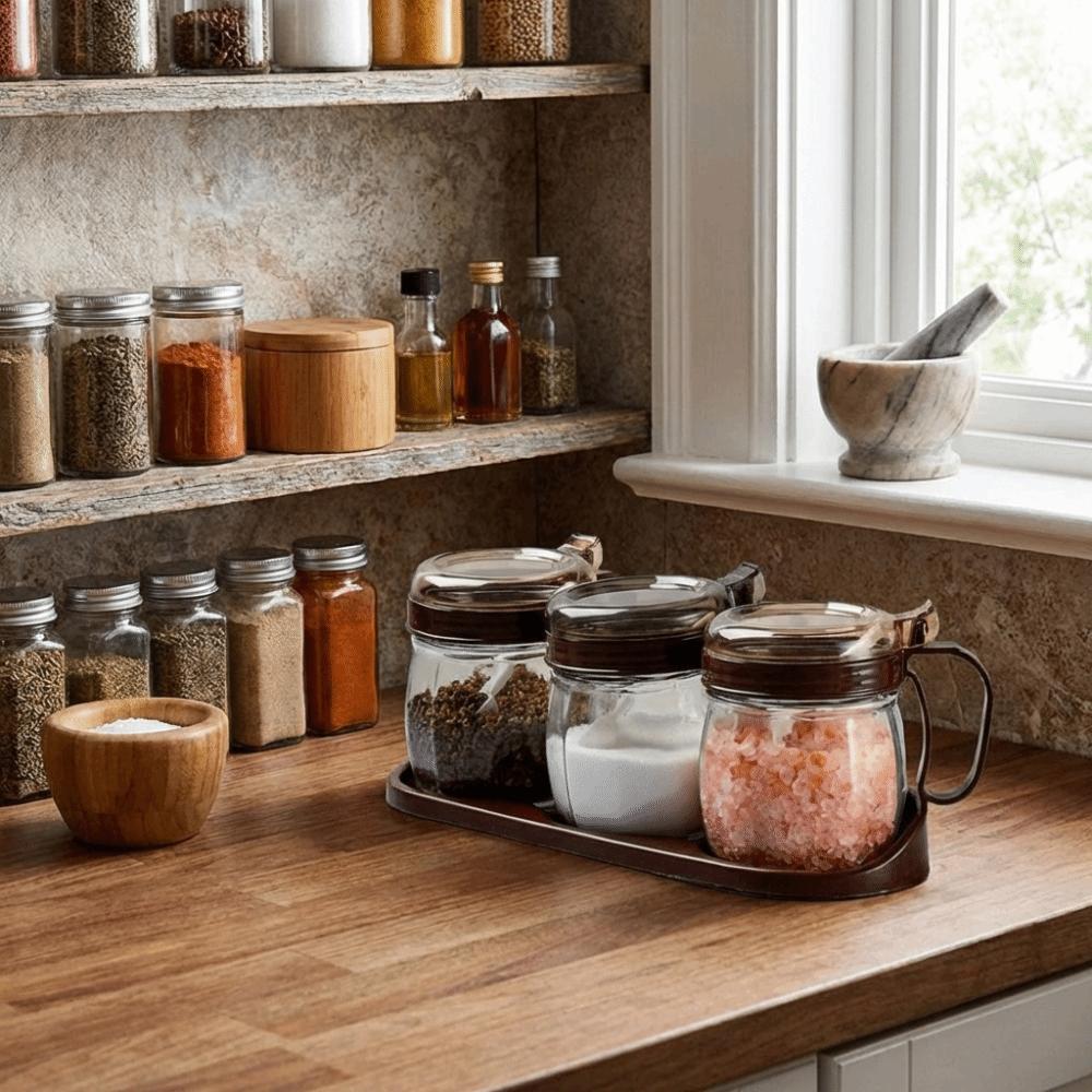 Sealing Kitchen Storage Bottle Large Capacity Condiment Jar Oil Bottle Holder Salt Pot  Home Use