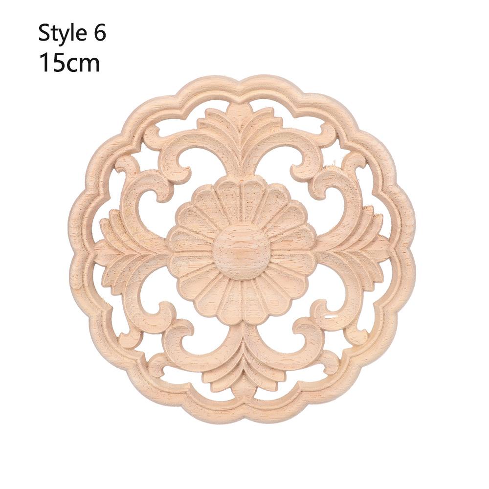 Furniture Parts Wooden Figurines Crafts Wood Carved Woodcarving Decorative Corner Appliques Frame