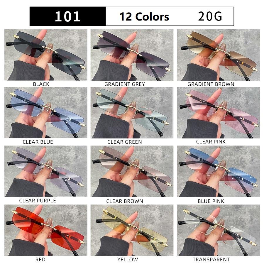 Роскошные безободковые прямоугольные солнцезащитные очки с градиентными линзами унисекс, модные защитные очки, женские, мужские, цветные линзы, очки с металлической оправой