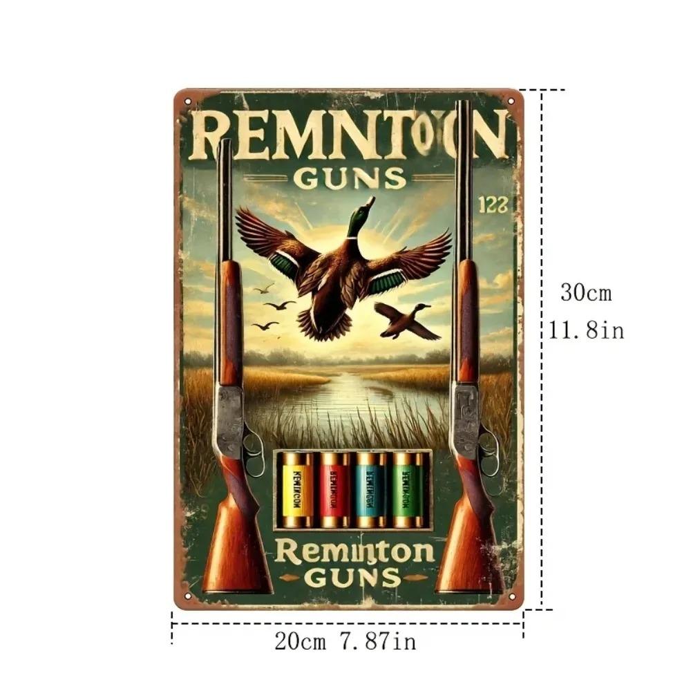 Настенное искусство Охота на уток Ретро Металлическая табличка Remington 2D Декор комнаты Настенная табличка на дверь