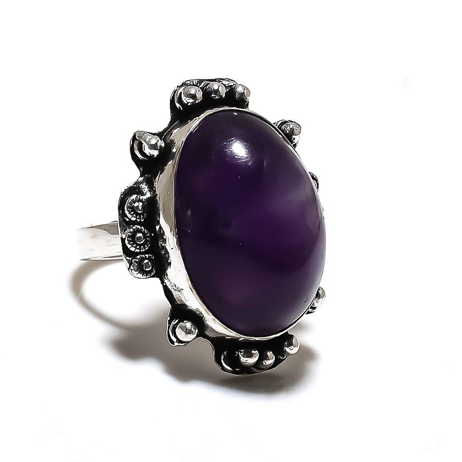 Sage Amethyst Gemstone 925 Sterling Silver Gift Jewelry Ring Size 10.5