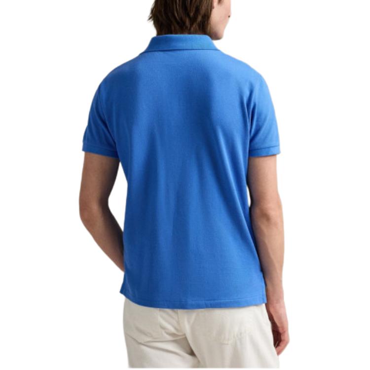 Polo Ralph Lauren Приталенная вышитая футболка-поло Мужские топы Синий 710680784-415