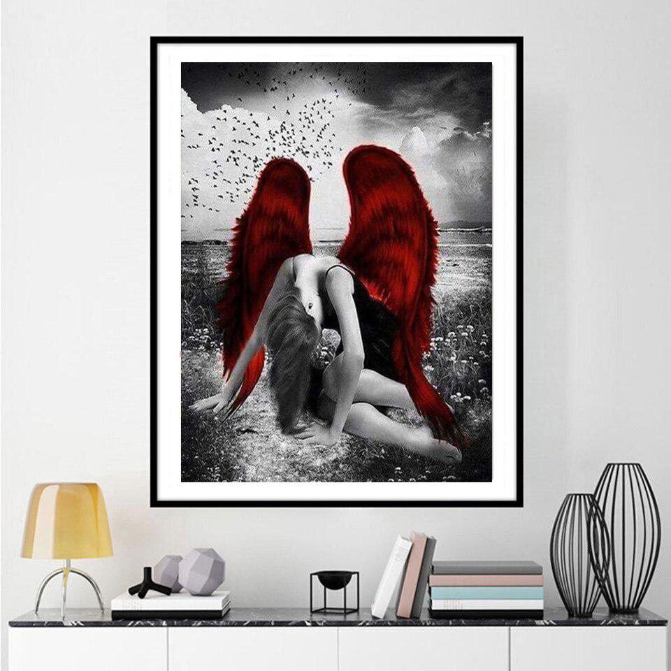 5D DIY Алмазная картина "Черный ангел" Алмазная вышивка Крестом Горный хрусталь Мозаика Картина