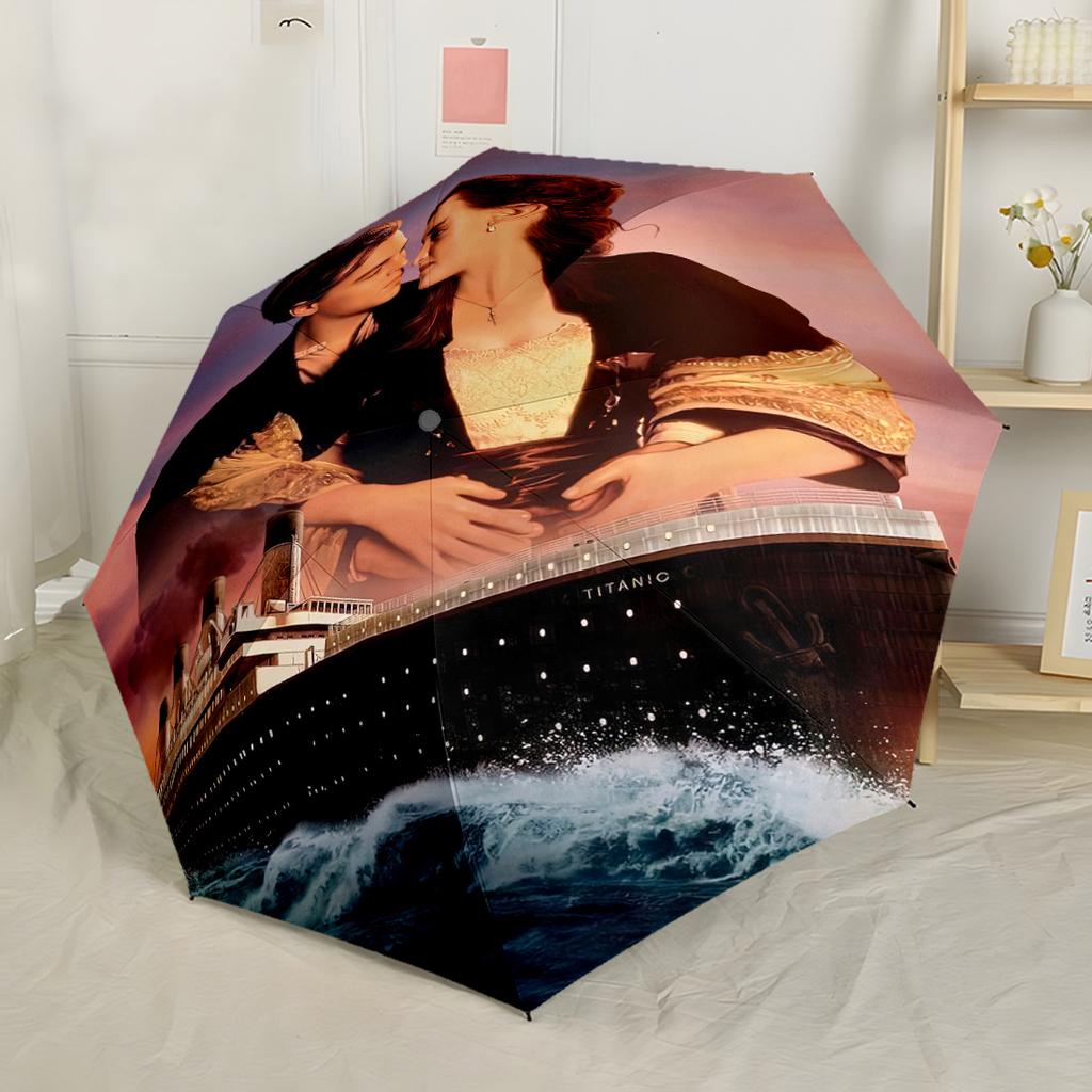 Love On The Titanic Automatic Umbrella Retractable Design with 8-Rib Durability Durable Plastic & Iron for Outdoor Daily Use Fashion Lovers