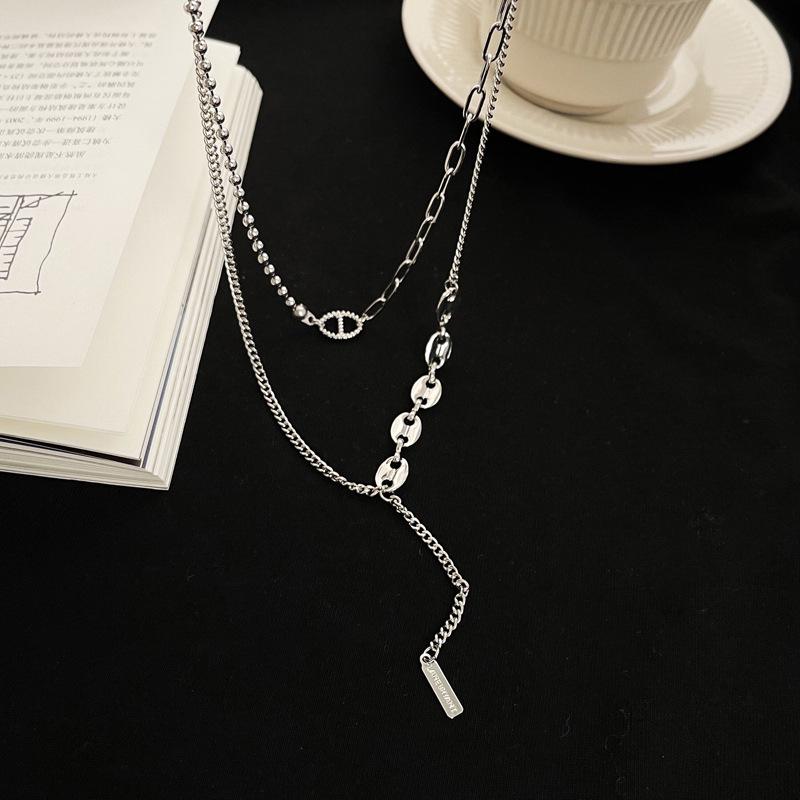 Двухслойное ожерелье с носом пятачка: Женский летний хип-хоп чокер с индивидуальным и модным дизайном цепочки для ключиц.