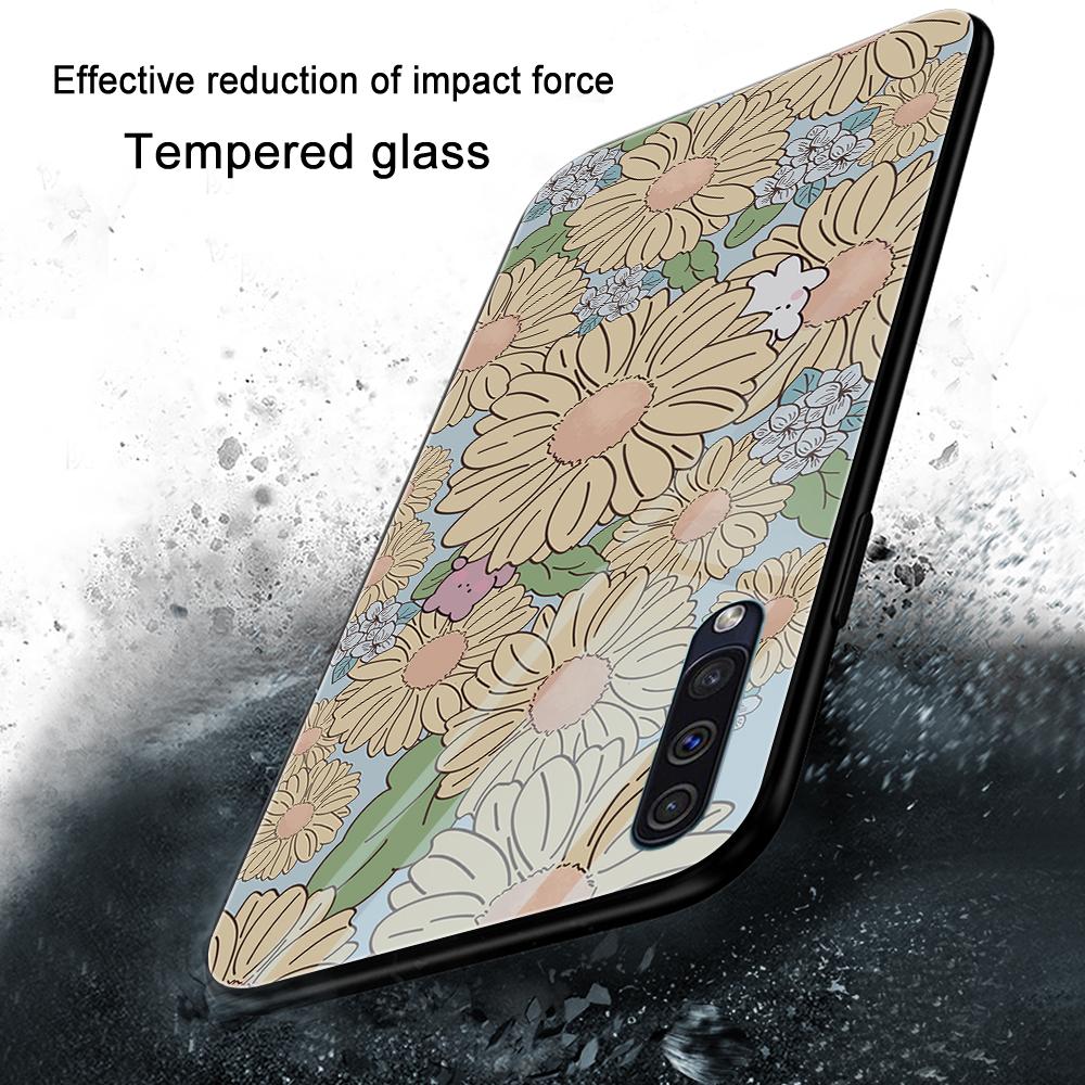 Чехол с цветочным рисунком для Samsung Galaxy A52 A71 A72 A73 A53, чехол из закаленного стекла для Samsung A13 5g A03 A22 A21s A03 Core A42 A70