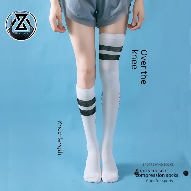 Trendy Over-the-Knee Compression Socks for Fitness, Yoga, Aerobics & Running - Stylish Two-Bar Design