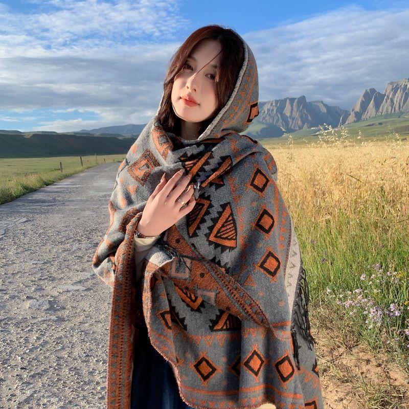 Дышащая, теплая и универсальная домашняя, осенне-зимняя женская шаль для путешествий, толстый плащ, одеяло с кондиционером