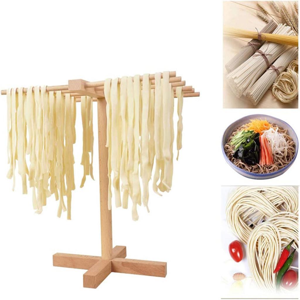 Wooden Pasta Drying Rack Wood Noodles Stand With 8 Bar Handles Household Spaghetti Hanging Dryer Rack For Kitchen Home Noodles