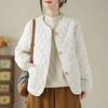 Female Autumn Winter Long Sleeve Outerwear Women Cotton Padded Jacket Solid Casual Loose Lightweight Collarless Parkas