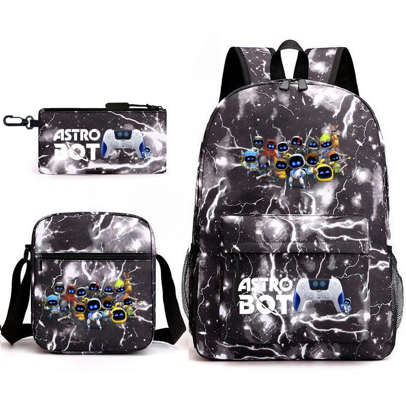 Teen Schoolbag, Universe Robot, Primary School Student Starry Sky Personality Heat Transfer Backpack Three-piece Set