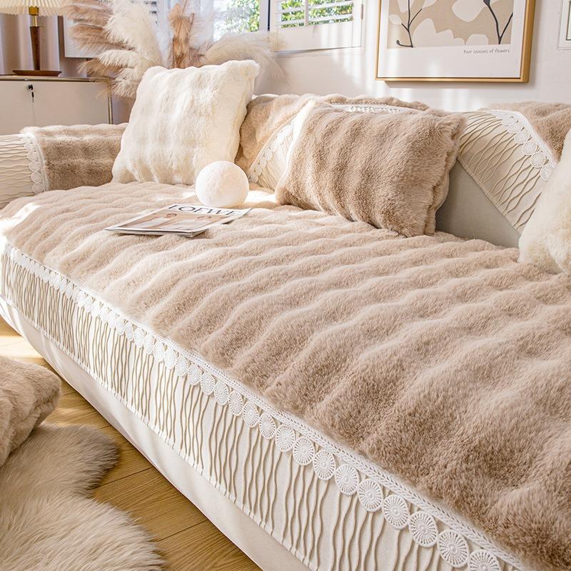 Высококачественная толстая плюшевая подушка для дивана в виде облака, волнистые полоски, плюшевый противоскользящий зимний мягкий чехол для дивана, коврик для кресла, домашний декор