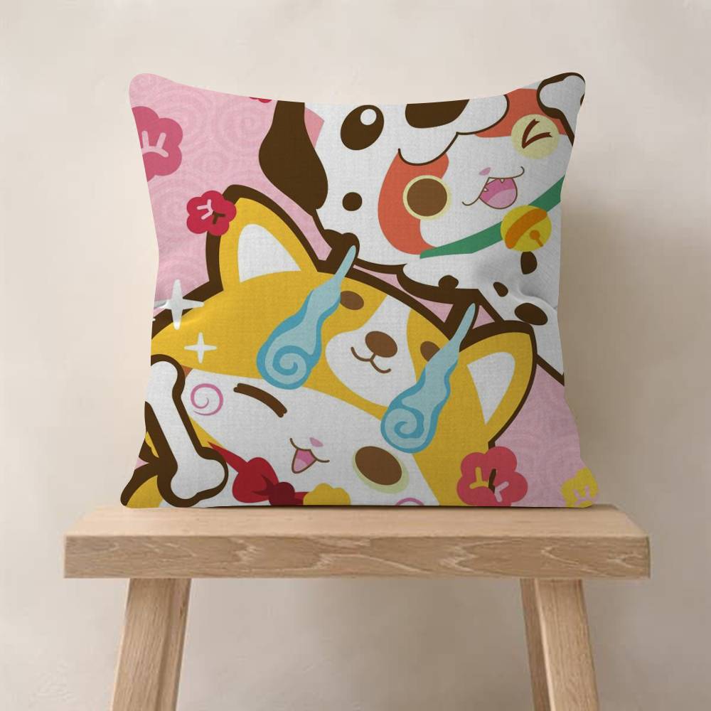 Anime Yokai Cute Watch Maple Design Cushion Cover Happy Autumn Harvest decor Holiday Decorati Pillow Cover
