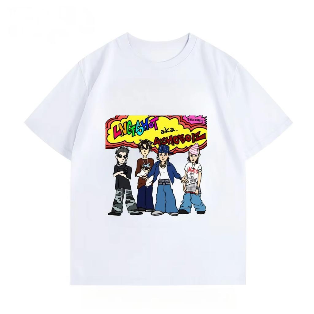 2026 Lngshot Member Portrait Graphic Tshirt Ohyuan Woojin Louis Ryul Kpop Fashion Retro Shirt Summer Unisex Unisex Tshirt