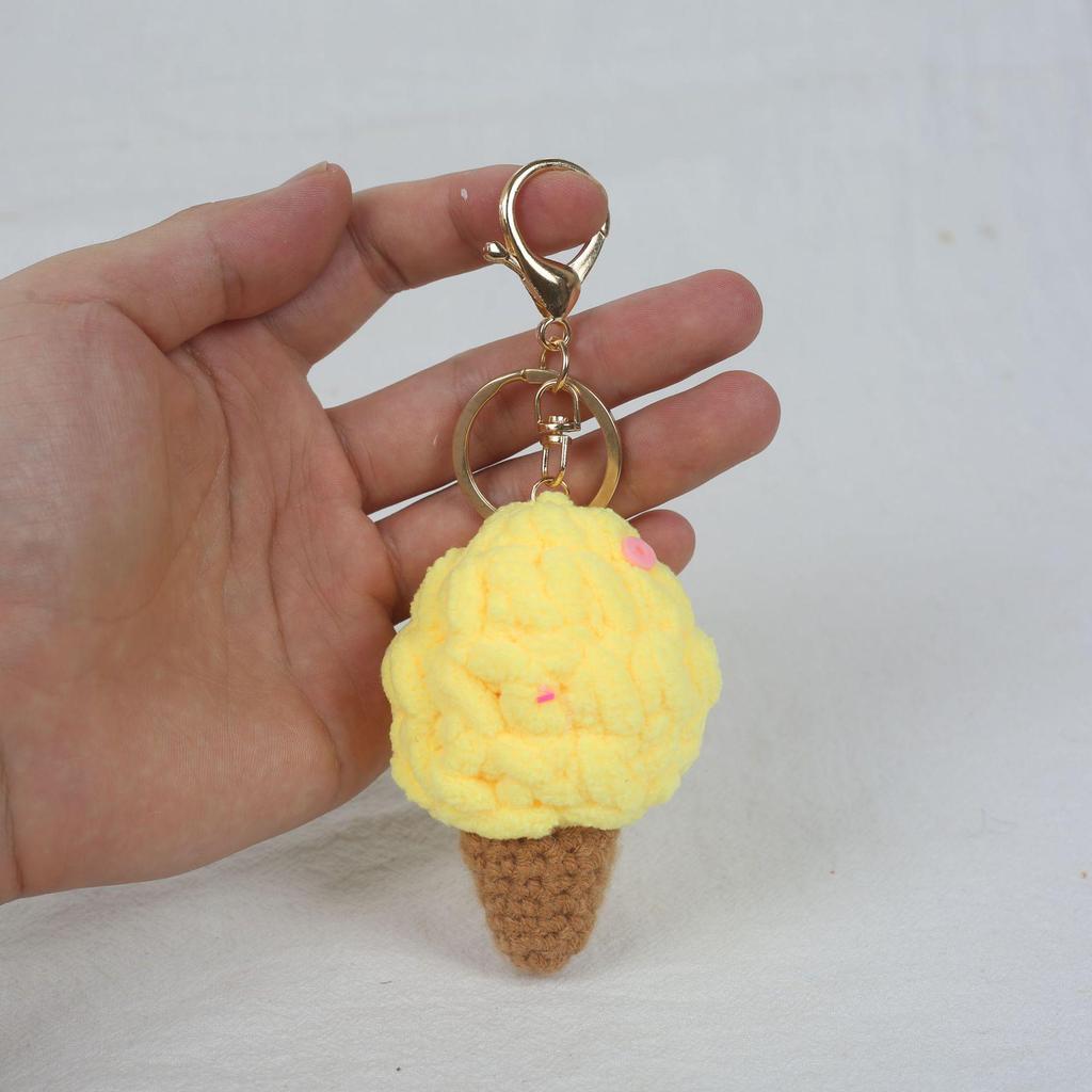 Cute Ice Cream Pompon Keychain Bag Charm for Kids