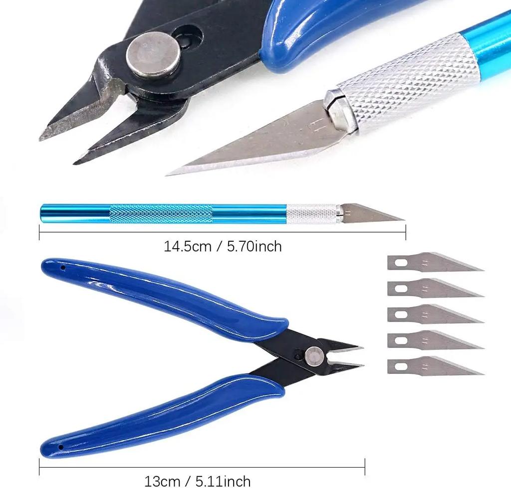 Model Tool Set Basic-Model Assembly Tweezers Pliers DIY for Gundam Building and Making Sandpaper Grinding Polishing Drill